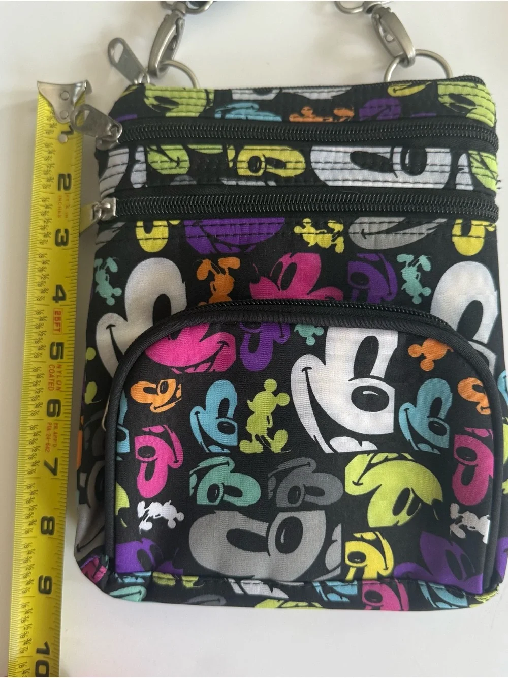 Disney Parks Mickey Mouse Pop Art Crossbody Bag Black Colorful Print